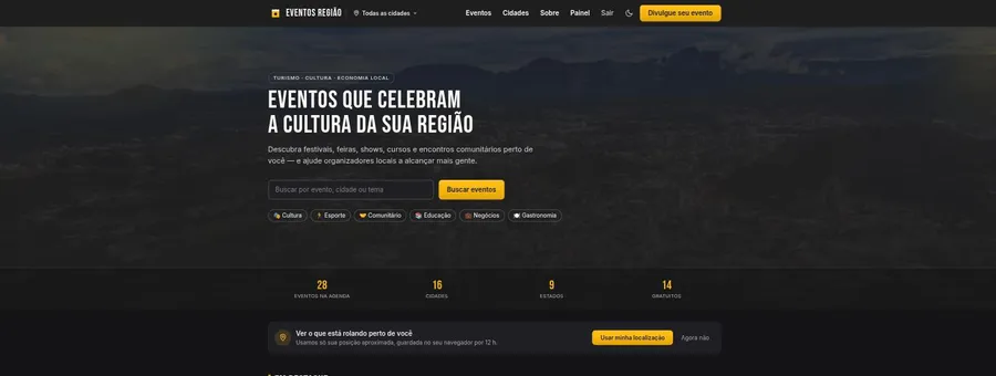 Screenshot of Eventos Região