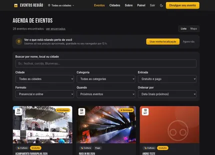 Event list with filters