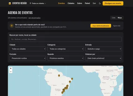 Events on a map