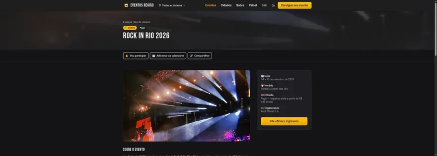 Event detail page